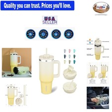 40 oz Stainless Steel Insulated Tumbler Lemon Handle Travel Mug with Straw