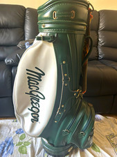 MacGregor Staff Golf Bag Green/White Leather 4-Way Divider Shoulder Strap