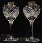 WATERFORD CUT CRYSTAL WINE GLASSES SET OF 2 RARE VINTAGE 7 1/4" PATTERN IN DESC