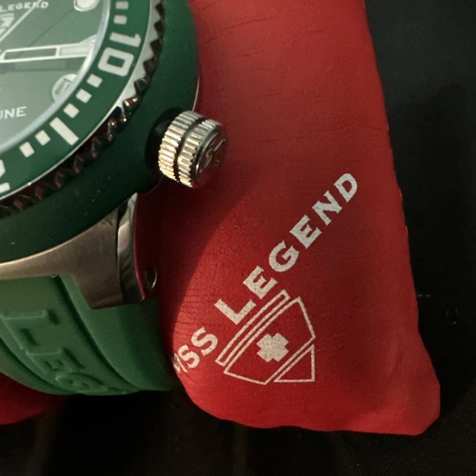 Swiss Legend Watch Mens Neptune Green Dial Silicone 44MM Quartz 212002391 Works! - Image 2 of 4