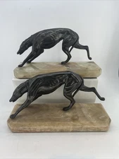 Art Deco Greyhound Bookends - Whippets - Bronze