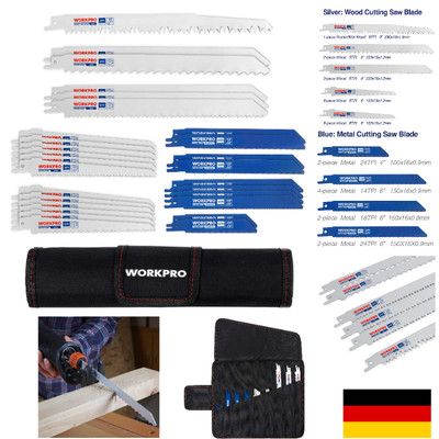 WORKPRO Sägeblatt Set für Holz & Metall & Kunststoff mit 32-teiliger Säbelsäg...