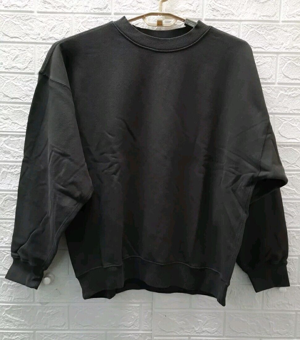 New El Wood Oversized Core Crewneck Sweatshirt Vintage Black Size Medium 