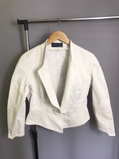 Women's Thierry Mugler Activ Made In Italy Vintage 80s Cotton Blazer White Sz 44