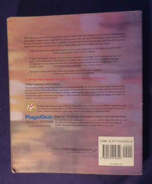 2001 LIFE SPAN DEVELOPMENT 6TH ED Paperback Text Book by JOHN SANTROCK