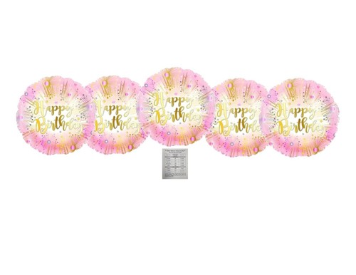 Set Of 5 Rose Gold Script 18'' Balloons Happy Birthday Party Decorations