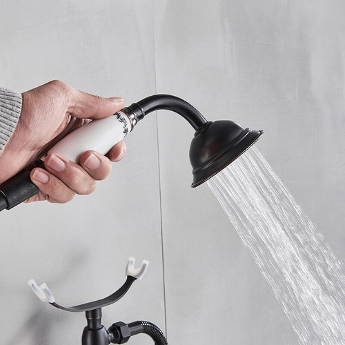Rubinetto miscalatore doccia vasca da bagno con doccetta ottone a parete moderno - Foto 52 di 101