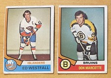 1974-75 Topps Hockey Lot Of 2 Ed Westfall/Don Marcotte Low Grade