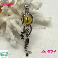 Little Mermaid - 925 Sterling Silver - Pearl Cage Pendant - Hold 6-8mm