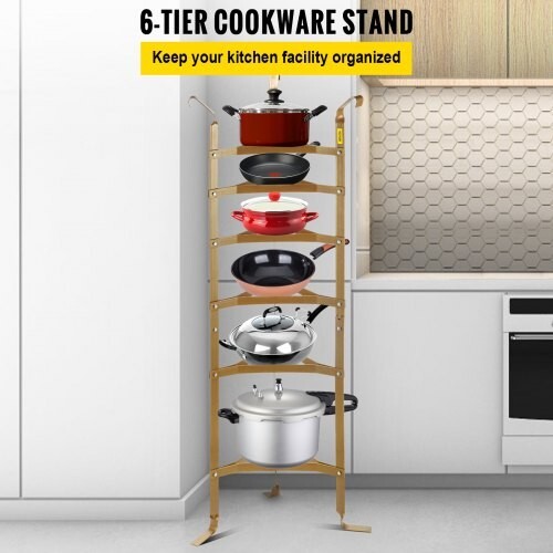 VEVOR Cookware Stand Vertical Pot Rack 6 Shelf Storage Kitchen Color ...