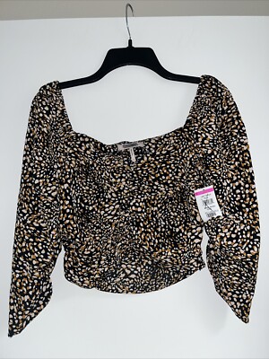 Bcbg Generation Womens Black Side Zip Closure Blouse Cropped Shirt XS 3/4 Sleeve
