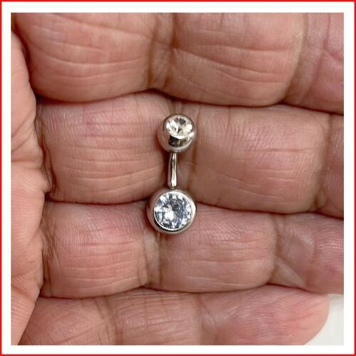 Surgical Steel SHORTEST 6mm Length with TWO BIG GEMS VCH Piercing. - Afbeelding 1 van 7