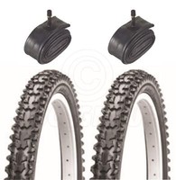 2 Fahrradreifen ASC MTB BMX Off Road 16 X 2.0 Schwarz Mit Schrader-SchläUchen