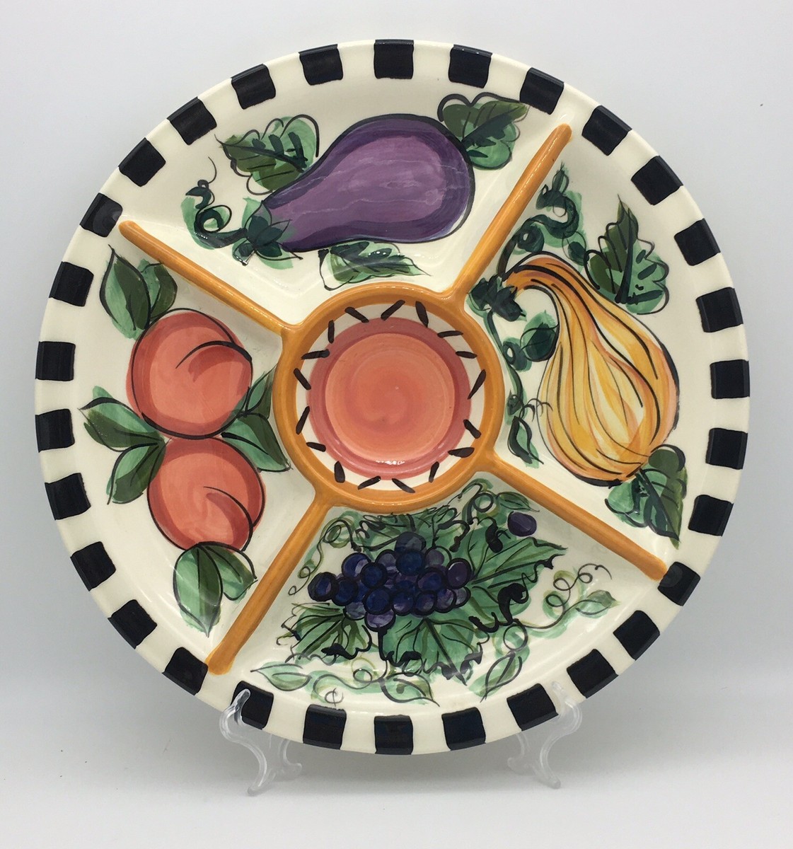 Vicki Carroll 5 Section Relish Tray Chip and Dip Dish Bon Appetite