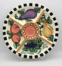 Vicki Carroll 5 Section Relish Tray Chip and Dip Dish Bon Appetite 1 Piece 14"
