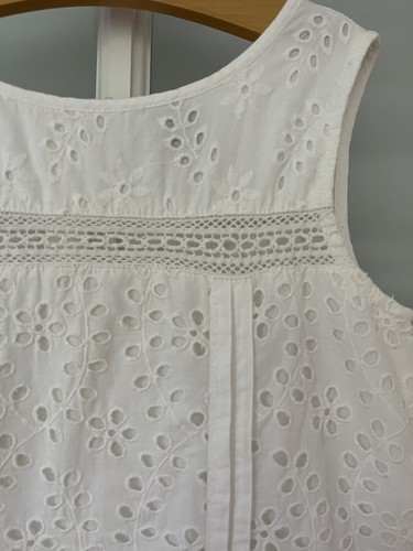 Gap Eyelet Drop Waist Tunic Dress Lace Beach White Sundress Summer Dress Girls 8 - Picture 3 of 7
