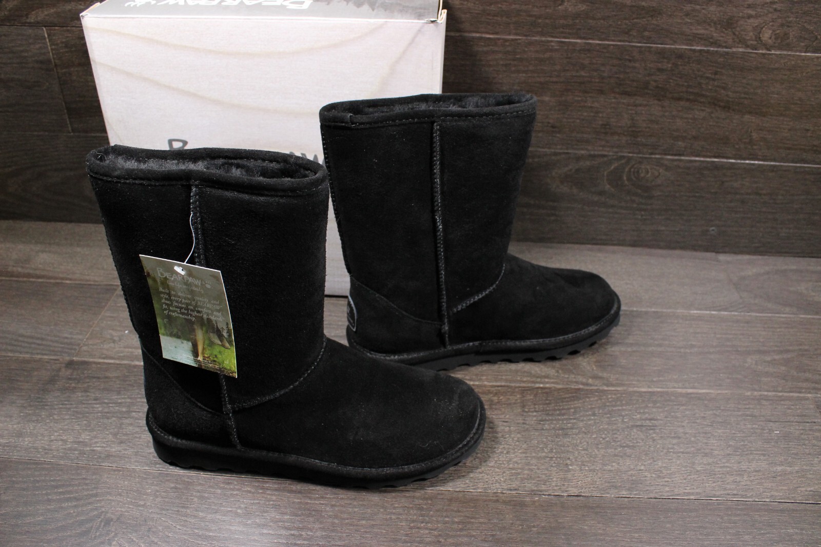 Bearpaw Casual Boots Womens Elle Short Fur Lined WP 9 M Black 1962W eBay