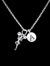 Cheerleader Necklace Cheer Initial Cheerleading Squad Pom Pom Gift Jewelry