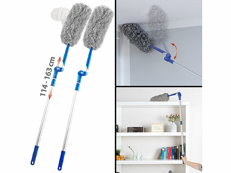 Duo de plumeaux télescopiques microfibres Sichler pour l'entretien du salon et de la voiture