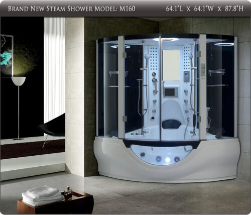 Steam Shower Massage Bathtub Jetted Whirlpool Hot Tub Sauna Spa NEW - Photo 1 sur 10