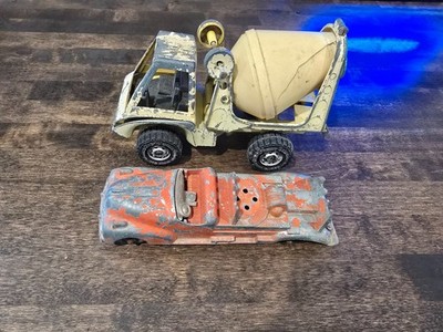 Vintage Hubley Cast Iron Fire Truck & Gabriel Cement Mixer Toy Truck Toys