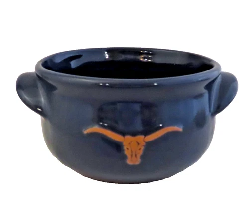 Frankoma King Ranch Navy Blue Chili Soup Bowl Crock Longhorn Pottery