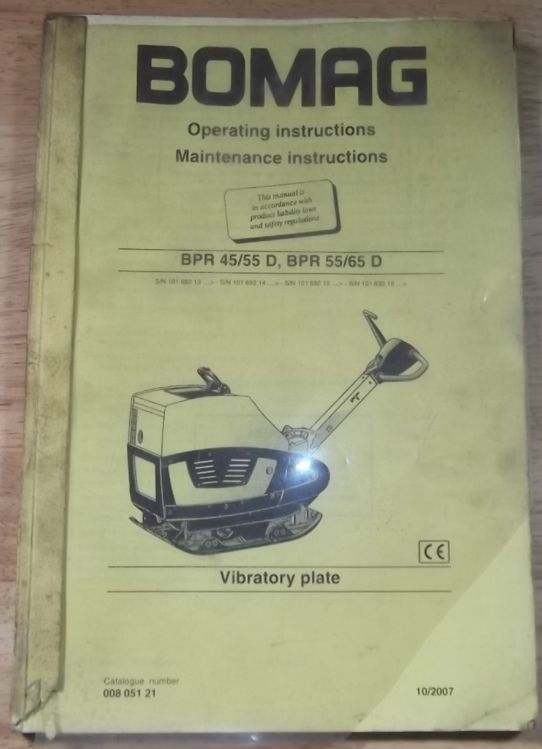 BOMページ BOMAG BPR 45/55 D BPR 55/65 PLATE COMPACTOR OPERATION