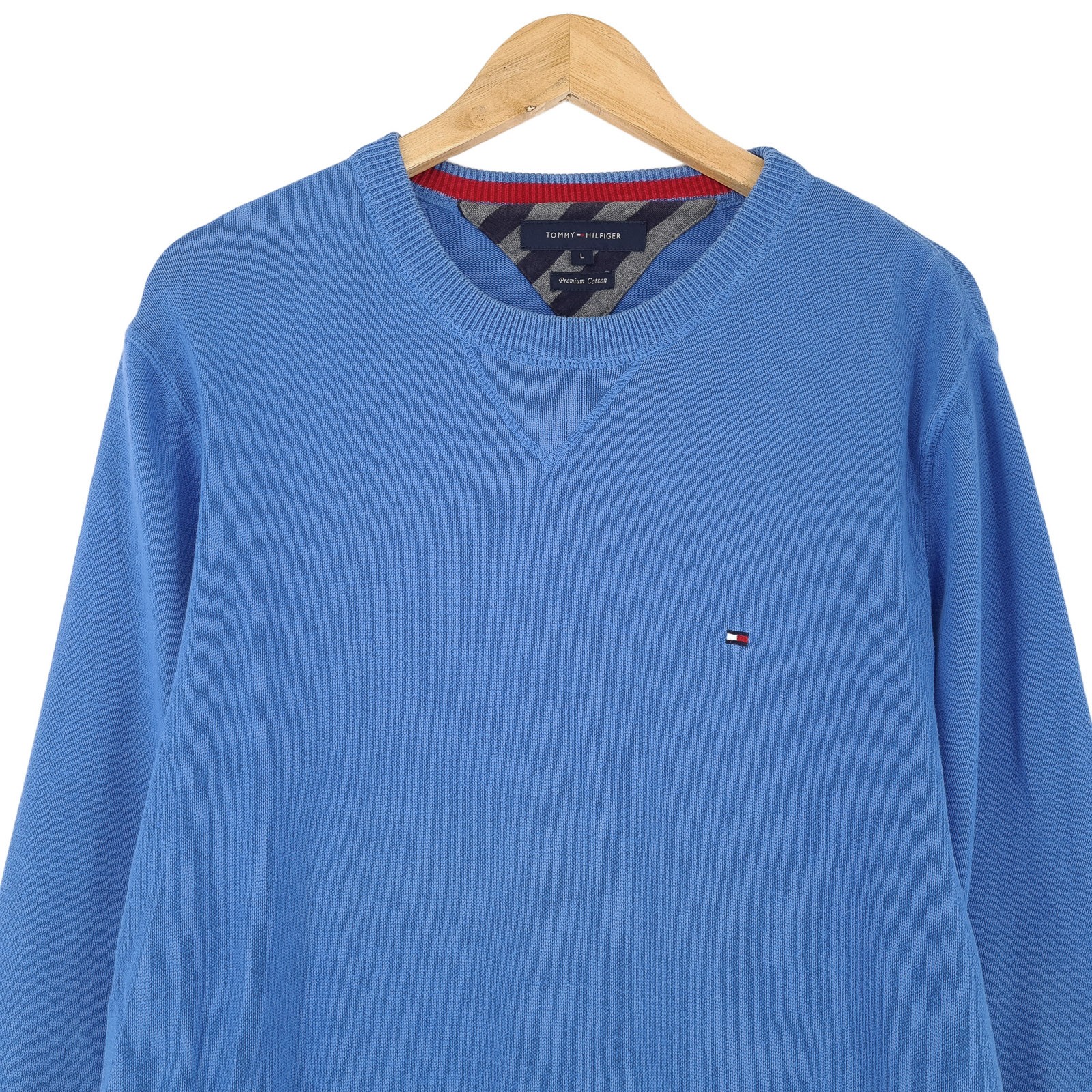 Tommy Hilfiger Mens Pullover Sweater Blue Cotton Classic Knit Ia0 Size L thumbnail 2