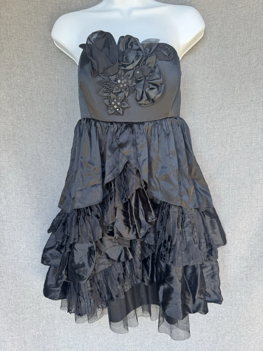 sachin and babi light blue dress Betsey Johnson + Prom Queen Strapless Chiffon Midi Dress