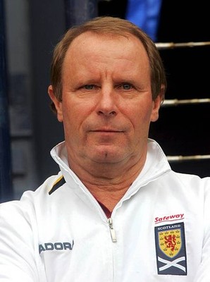 Scotland coach Berti Vogts looks on from the touchline during the - Old Photo