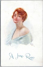 WW1 1918 C.W. Faulkner Postcard A June Rose Artist Signed P.H. Lund Ongar
