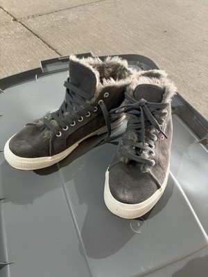 Superga Sneakers Womens US 9.5 EU 41.5 Gray High Top Sherpa Fur Lined Suede 