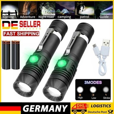 1/2STK 90000LM T6 LED Taschenlampe Zoom USB Fackel Camping Flash licht IP65