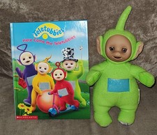 1998 Teletubbies "Here Come the Teletubbies" Book  Dipsy 14 Inch Plush Bundle