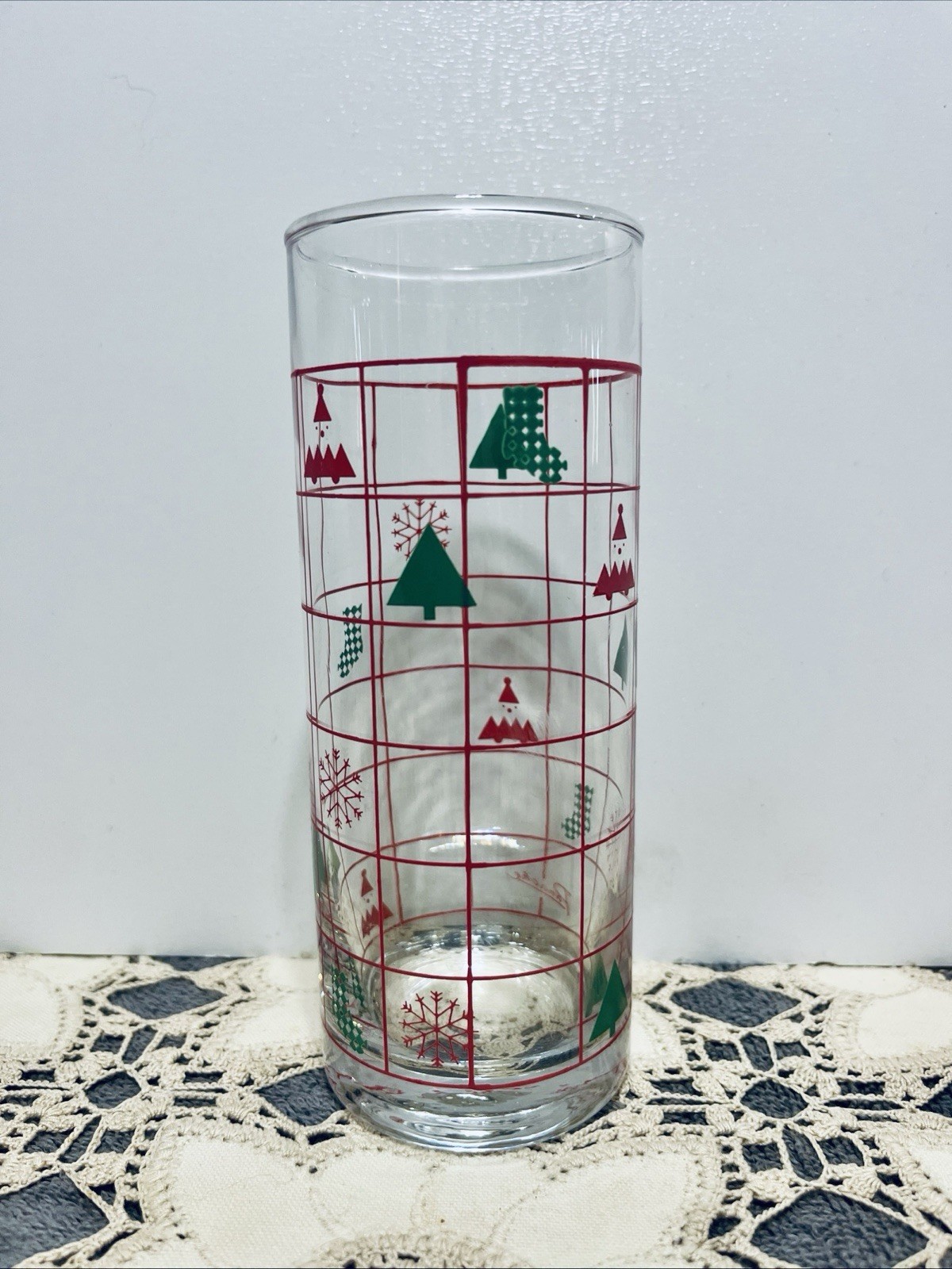 Vintage PANACHE BY DEMA Christmas Glasses Holiday Tall Tumblers  Set 4