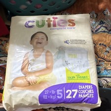 Cuties Complete Care Baby Diapers Size 5 27+ lb 27 Count White Unisex 0.30 per diaper