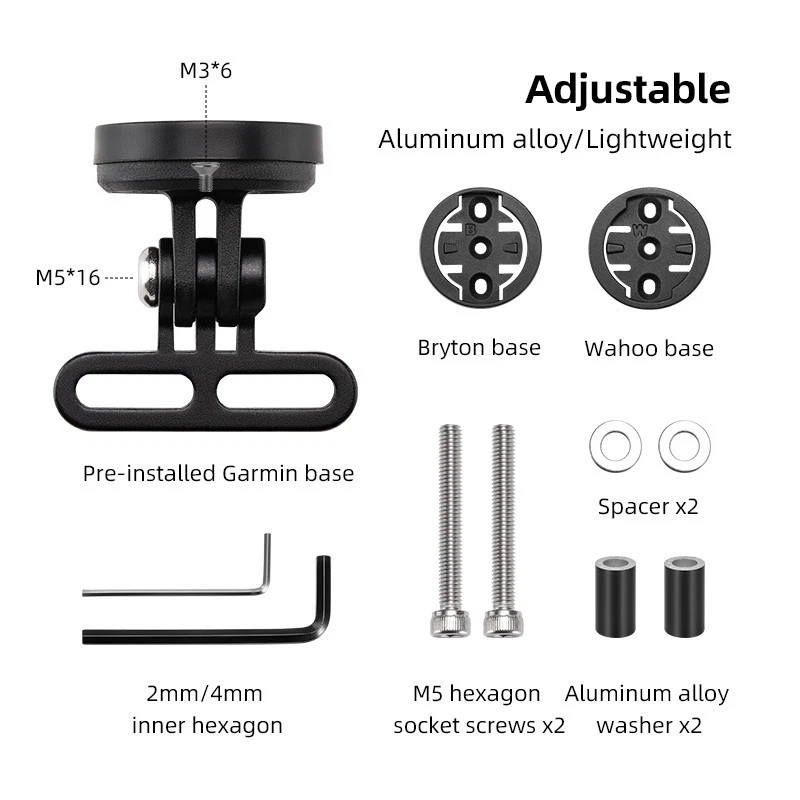 Soporte de extensión de velocímetro ROCKBROS para montaje de soporte de aleación de aluminio Garmin Wahoo Foto 2 de 4