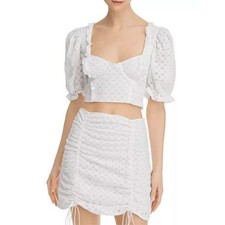 For Love and Lemons Top and Skirt Set Sand Dollar Lace Up Eyelet White Size M