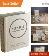 Scrabble Vintage Bookshelf Edition Classic Word Game with Wood Tiles & Case
