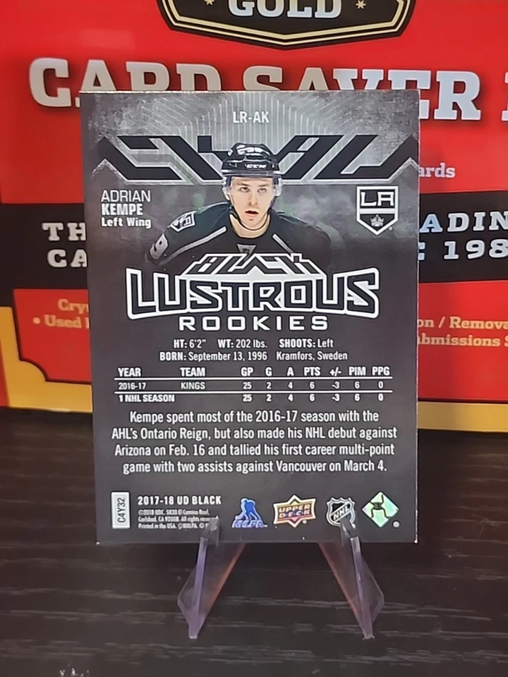 2017-18 SPx UD Black Lustrous Rookies /299 Adrian Kempe #LR-AK RC - Image 4 of 4