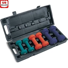 Neoprene Dumbbell Set 2lb 3lb 5lb Non-Slip Grip Workout Equipment Carrying Case
