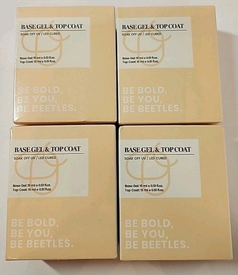 NEW SEALED 4X Beetles Base Gel & Top Coat Soak Off UV LED Cured 15 ml Ea 2Pc Set