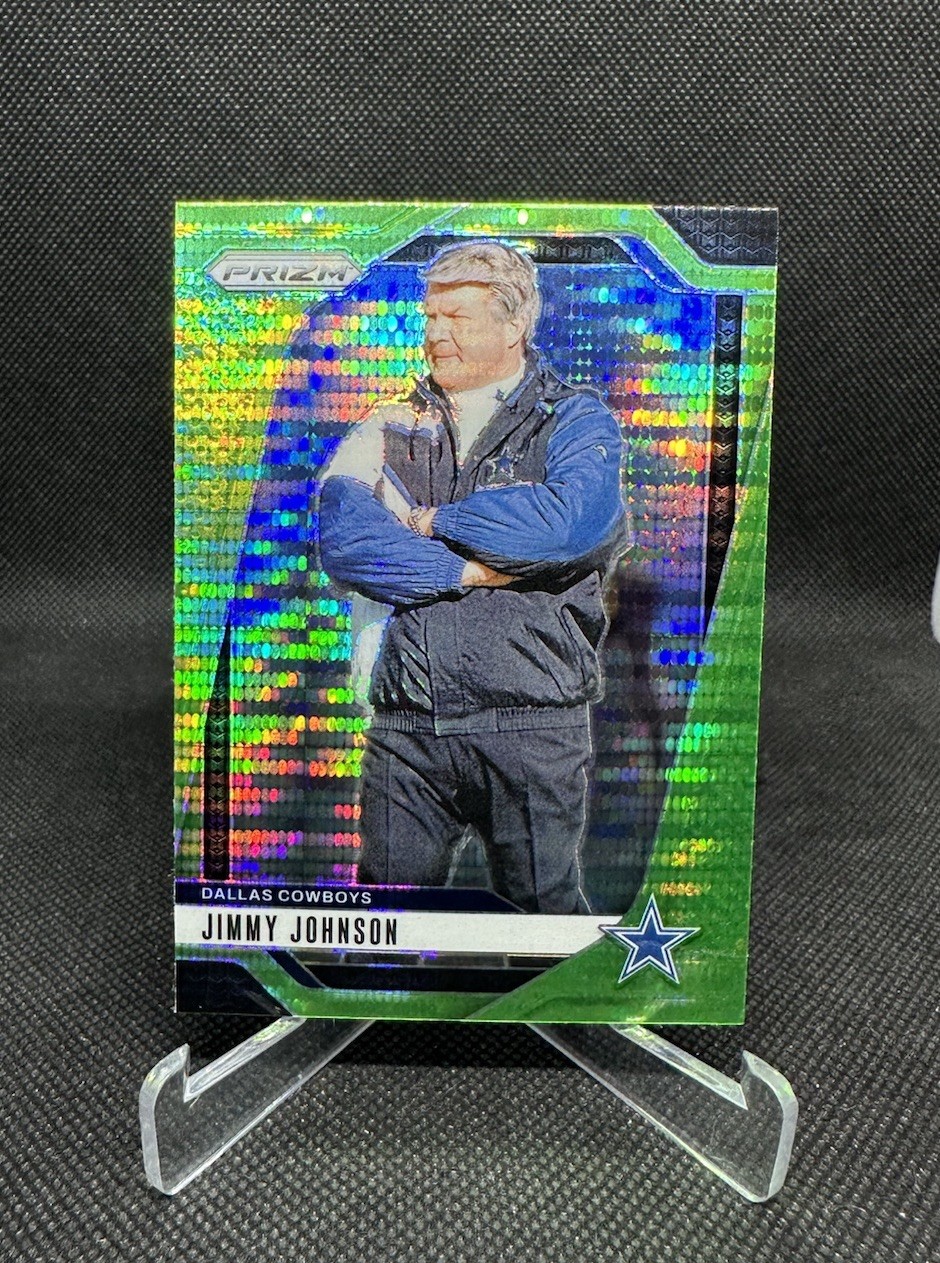 2024 Panini Prizm Jimmy Johnson Neon Green Pulsar Prizm #82 Cowboys