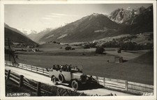 RPPC Stubaital Valley Tyrol Austria 1932 tourist bus in Alps real photo postcard