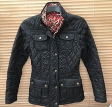 Barbour William Morris Black Quilted Padded Jacket With Floral Print Size Uk 8