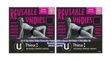 2 Pair U By Kotex Thinx Reusable Period Undies Super Full Briefs Size 10
