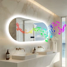 LED Bathroom Mirror Anti-fog Wall Vanity Mirror Bluetooth Intelligent Display HD