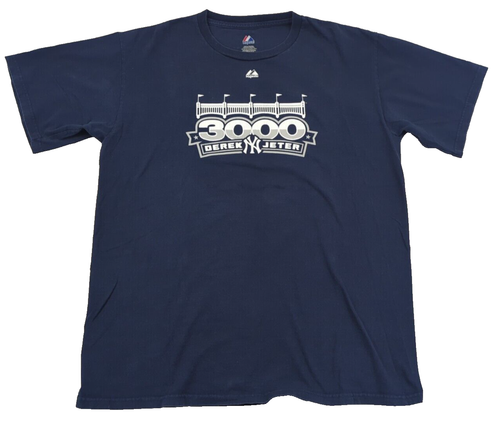 Majestic New York Yankees T-Shirt 44x28 Large Derek Jeter 3000 Hits Historic - Picture 2 of 9