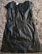 Boston Proper Sexy Little Black Dress! Black Leather Cap Sleeve Sz 12