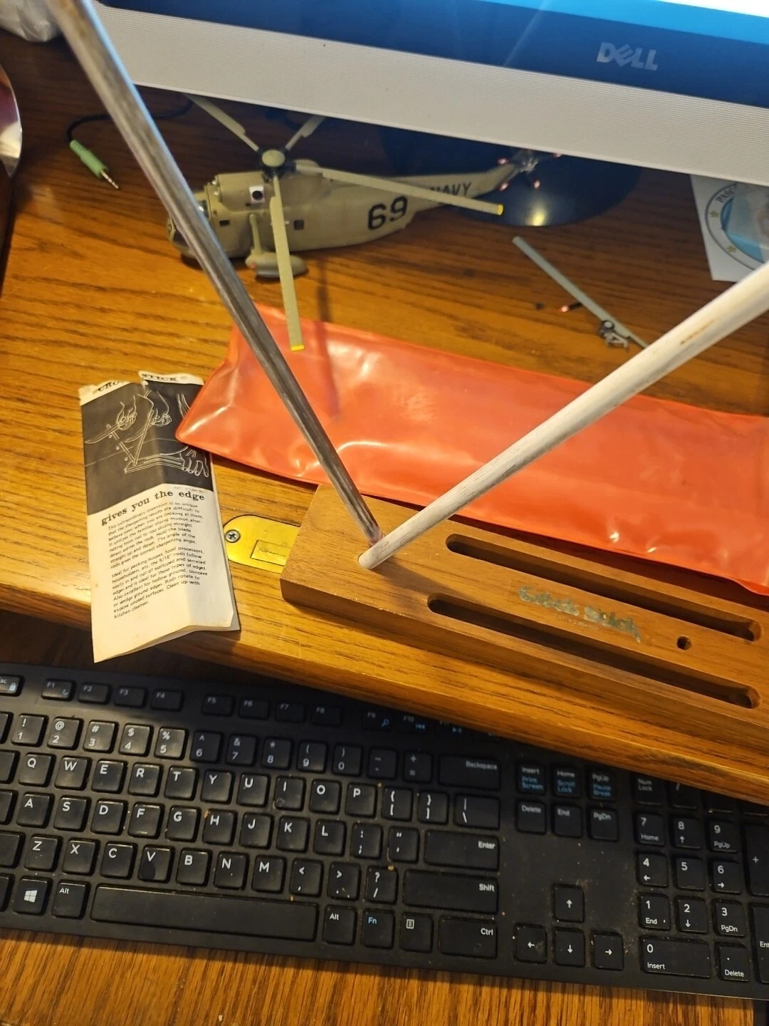 Vintage Crock Stick Knife Sharpening System with Stone